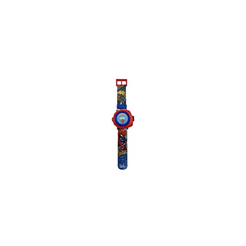 Lexibook Reloj correa ajustable pantalla digital con 20 proyecciones de Spider-Man-para Niños-Rojo y Azul