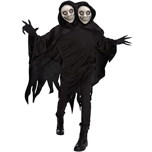MORPH Costumes Premium Disfraz Muerte Adulto 2 Cabezas Terrorífico Fantasma, Disfraz Halloween Hombre Miedo Talla XL