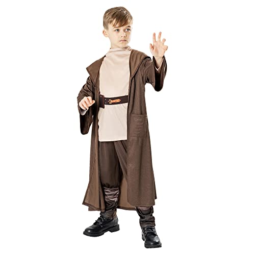 Rubies Disfraz Obi Wan Kenobi deluxe para niño, Camiseta, pantalones con cinturón y Túnica con capucha, Oficial de las Películas de Star Wars. Ideal para halloween, navidad, carnaval y cumpleaños.