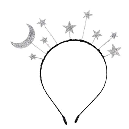 Amosfun Estrellas Luna Diadema Brillo Cabeza Bopper Tocado para Fiesta de Cumpleaños Carnaval Cosplay Disfraz Accesorio 2 Piezas