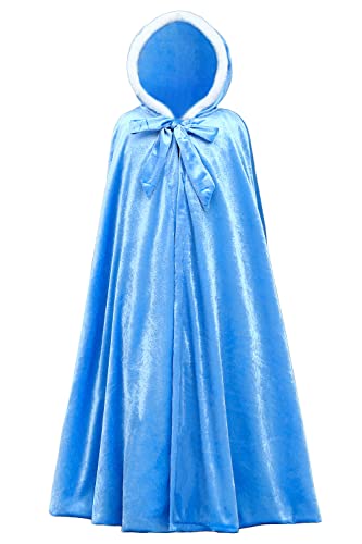 YOSICIL Capa con Capuch Niña Capa Elsa Frozen Larga Capa Princesa Disfraz Blancanieves de Invierno Fiesta Cosplay Carnaval Navidad,Azul,M