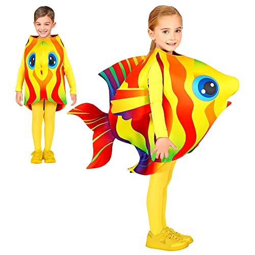 Widmann - Vestido infantil de pez tropical, amarillo y rojo, para carnaval y fiestas temáticas