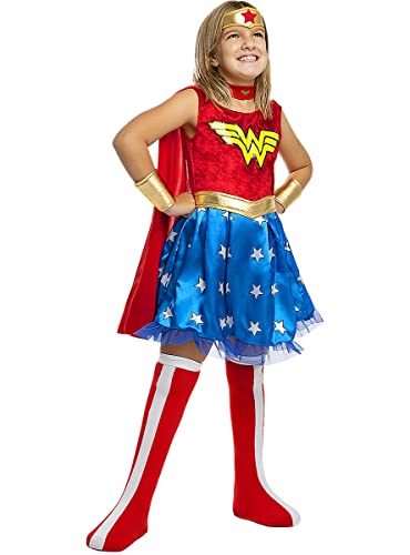 Funidelia | Disfraz de Wonder Woman Oficial para niña Talla 7-9 años  Mujer Maravilla, Superhéroes, DC Comics, Liga de la Justicia - Color: Rojo - Licencia: 100% Oficial