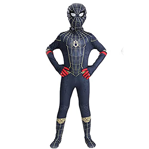 KLCH Mono festivo de disfraces fiesta para niños, Cosplay disfraz de juego rol superhéroe Spiderman No Way Home negro Jumpsuit Costume 120-130