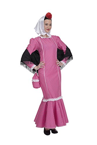 Kimokawaii Disfraz de Madrileña Chulapa Rosa (Talla M/L)