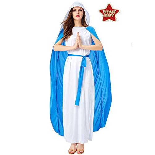Disfraz De Halloween Jesús Pascua Cristo Misionero Elogia Poesía Clase Monja Pastor Vestido,White+Blue-M