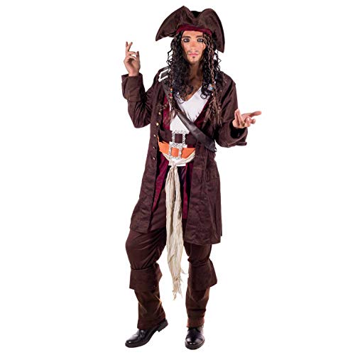 Fun Shack DELUXE Disfraz Pirata Hombre Adulto del Caribe, Disfraces Piratas, Disfraz Bucanero Hombre,Traje Pirata Hombre, Disfraz Carnaval Hombre Talla XL