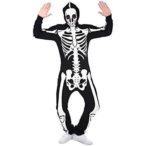 Disfraz de Halloween para mujer, esqueleto, disfraz de Halloween, para hombre, esqueleto, para mujer, mono con guantes de esqueleto, carnaval, disfraz de carnaval de la noche de cosplay (S)