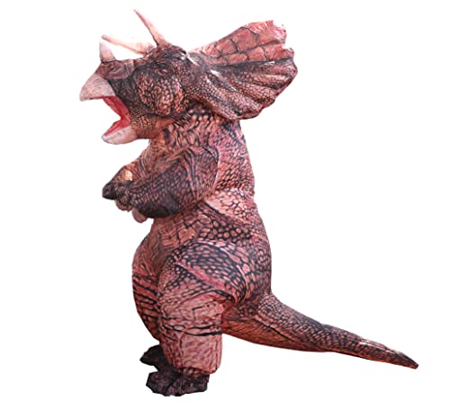 Nabila disfraz inflable triceratops dinosaurio para adultos,traje dinosaurio inflable salto aire soplado para Halloween, cosplay, disfraz disfraces (marrón)