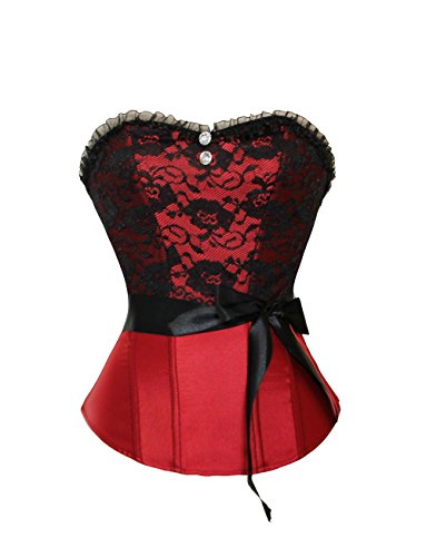 Disfraz de burlesque gótico, de satén, color rojo, negro