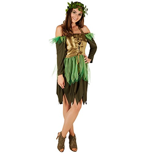 TecTake dressforfun Disfraz de Hada del Bosque para Mujer | Vestido Encantador | Incl. Corona de Hiedra Artificial (XL | No. 301133)