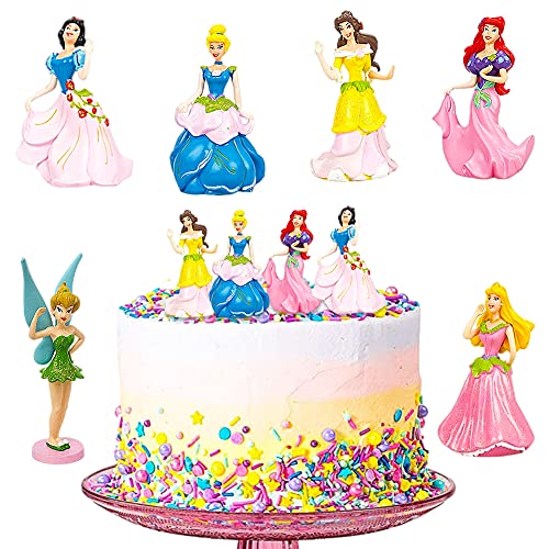 Princesa Cake Topper LLMZ 6Pcs Princesa Sirena Decoración de Tartas Princesa Pastel Topper Caricatura Cumpleaños Tarta Decoración, para Fiesta de Cumpleaños