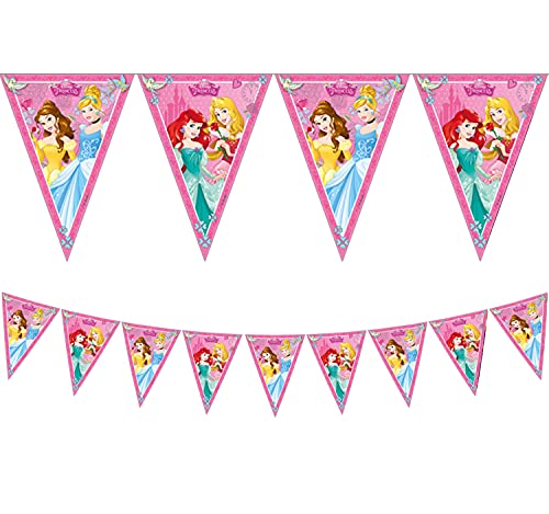 Procos 85013 - Guirnalda de banderines de princesas Disney Dreaming (2,3 m), rosa